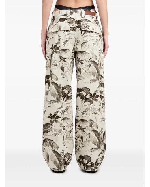 Palm Angels White Jungle Wide-Leg Cargo Trousers