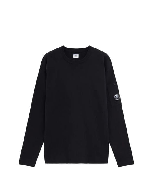C P Company Blue Cotton Sea Island Lens Sweater for men