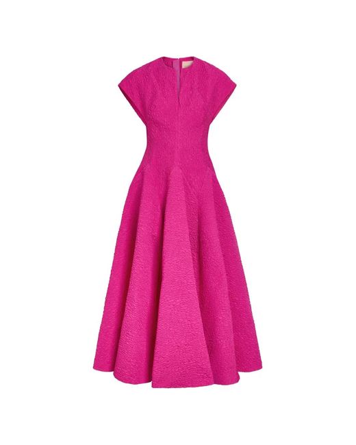 Roksanda Pink Rova Cloqué Flared Midi Dress