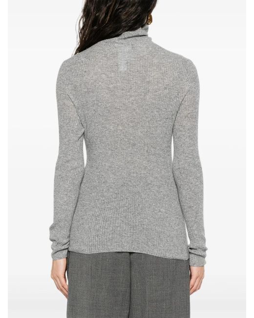 Fabiana Filippi Gray Ribbed Turtleneck Sweater