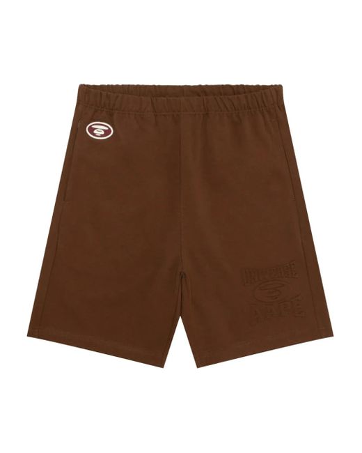 Aape By A Bathing Ape Brown Logo-Patch Shorts for men