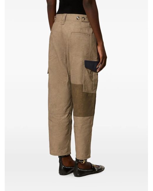 Isabel Marant Natural Patchwork Cotton Cargo Pants