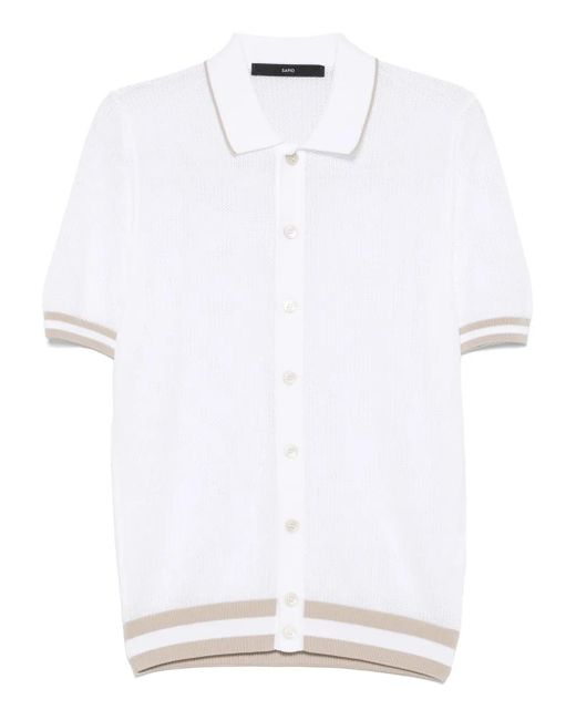 メンズ SAPIO コットン ニットシャツ White
