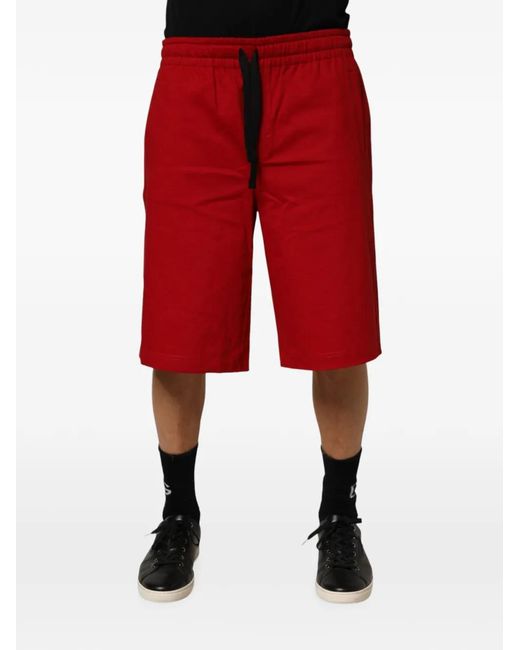 Dolce & Gabbana Red Drawstring Shorts for men