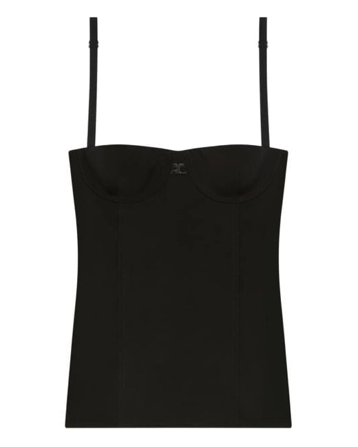 Courreges Black Spaghetti-Strap Bustier Top