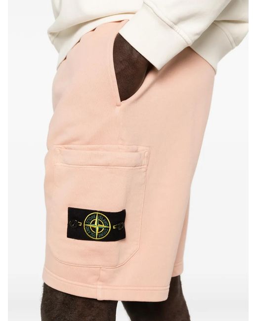 Stone Island Pink Drawstring Cargo Shorts for men