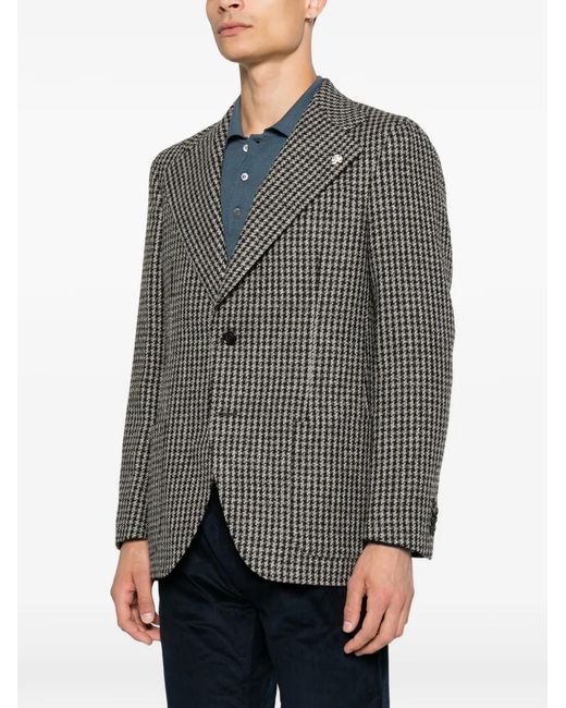 Gabriele Pasini Gray Blazer Boutonné À Motif Pied-De-Poule for men