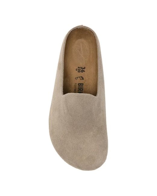 Birkenstock White Amsterdam Suede Mules