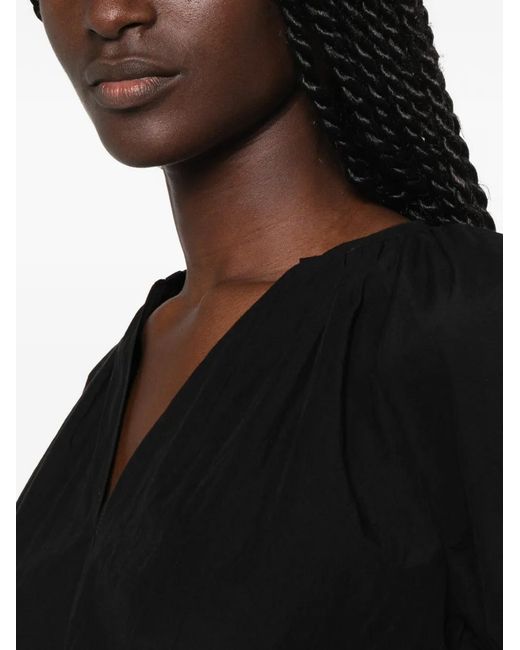 PT Torino Black Teresa Puff-Sleeve Blouse