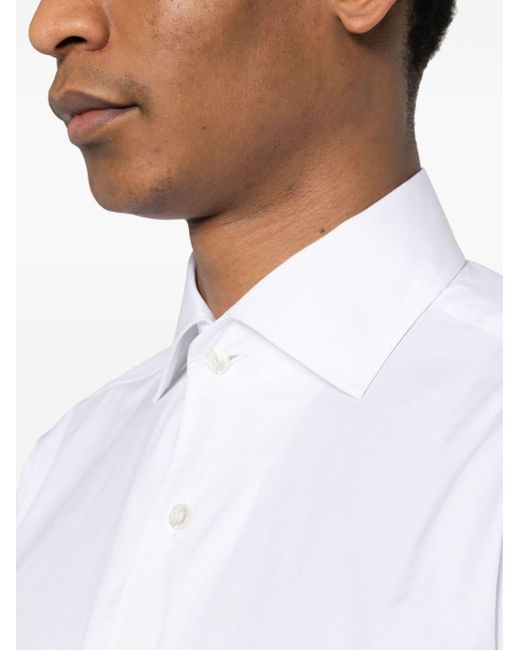 Brioni White Poplin Cotton Shirt for men