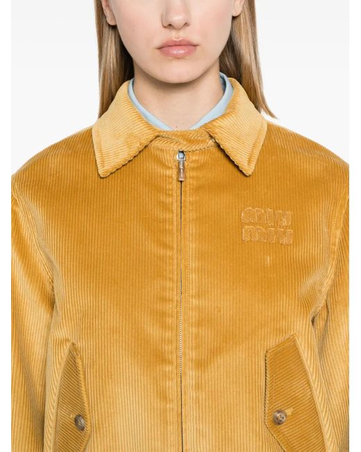 Miu Miu Yellow Cropped-Blouson Aus Cord