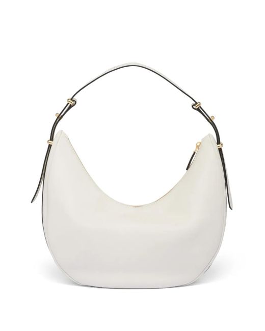Prada White Arqué Leather Shoulder Bag - Women's - Leather
