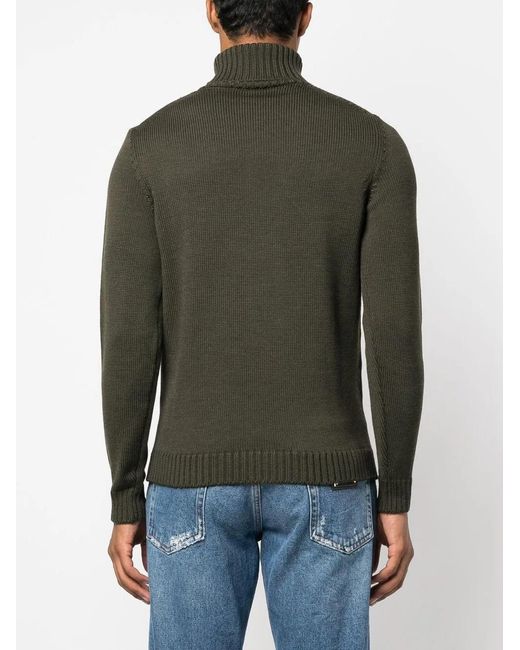 Zanone Green Roll-Neck Wool Sweater for men