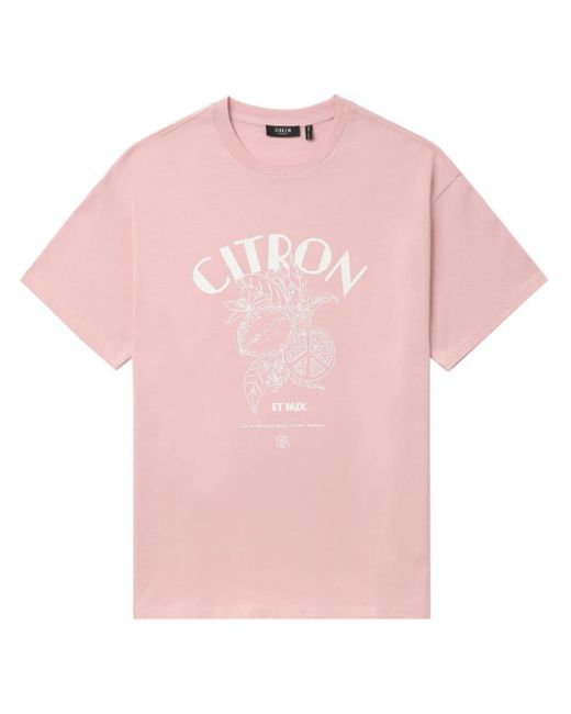 Camiseta con estampado gráfico FIVE CM de hombre de color Pink