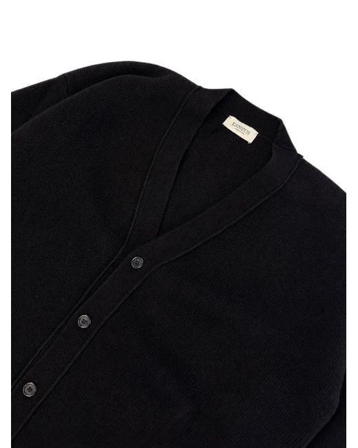 Laneus Black Boxy-Fit Button-Up Cardigan for men
