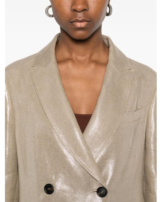 Brunello Cucinelli Natural Linen Double-Breasted Jacket