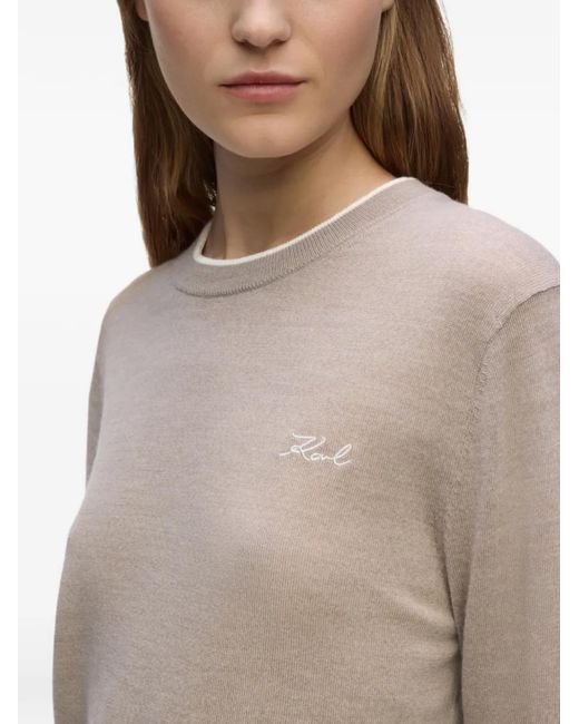 Karl Lagerfeld White Merino-Wool Sweater