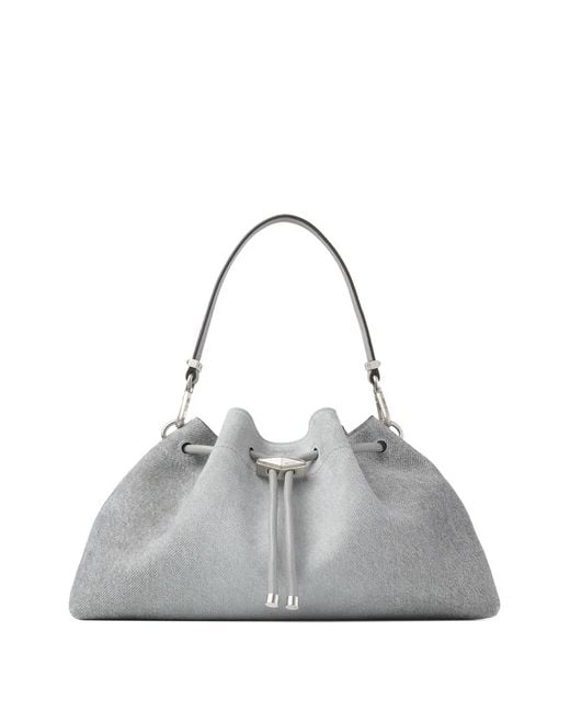 Jimmy Choo Gray Medium Cinch Drawstring Shoulder Bag