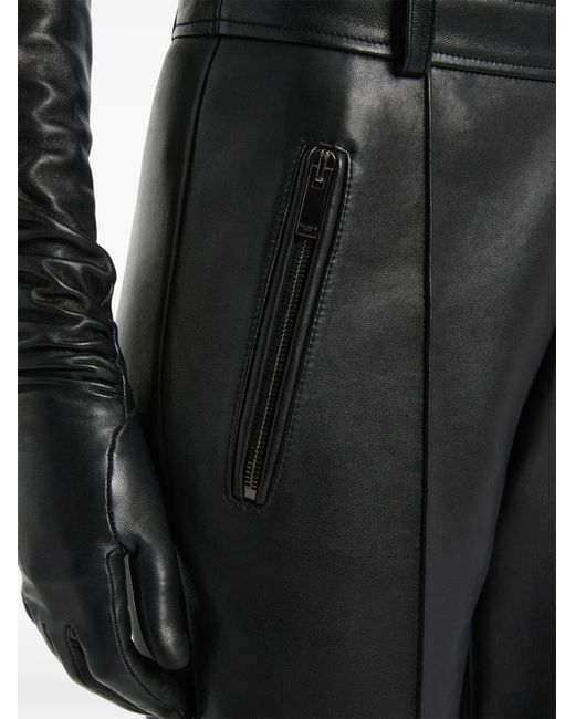 Balmain Black Lambskin Trousers With Stirrup