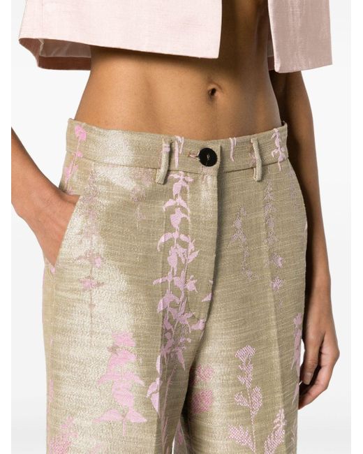 Pantalon ample à imprimé végétal Forte Forte en coloris Natural