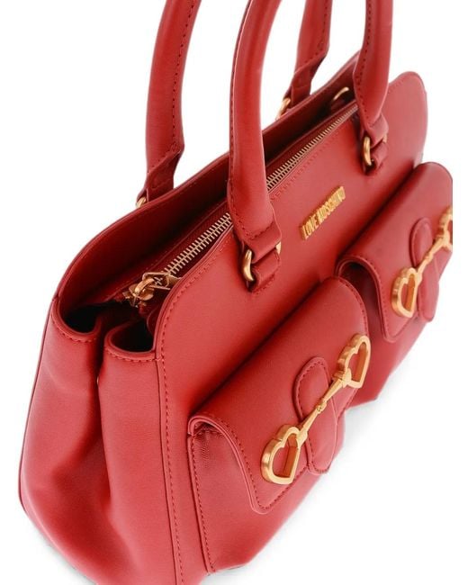 Moschino Red Medium Heart Bit Tote Bag