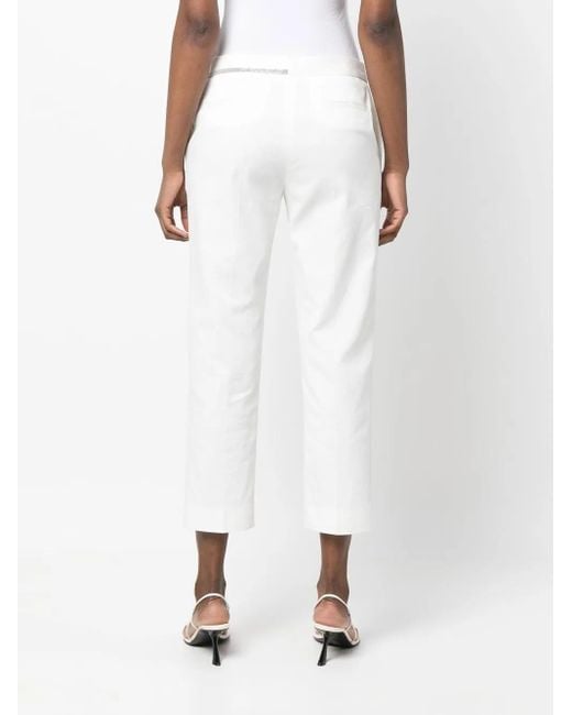 Fabiana Filippi White Beaded-Trim Tapered Trousers