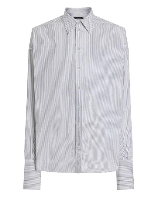 Dolce & Gabbana White Striped Long-Sleeve Shirt for men