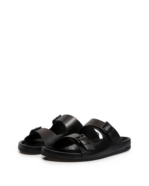 AMI Black Buckle-Strap Sandals