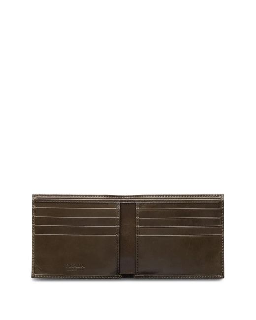 Prada Brown Triangle Logo Leather Wallet for men