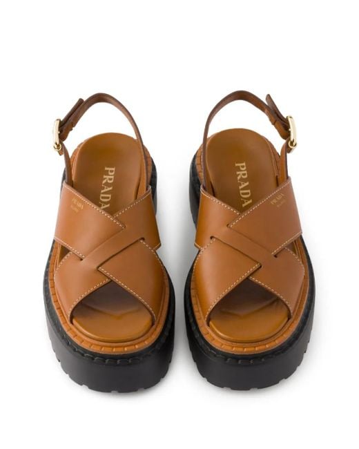 Prada Leren Sandalen in het Brown