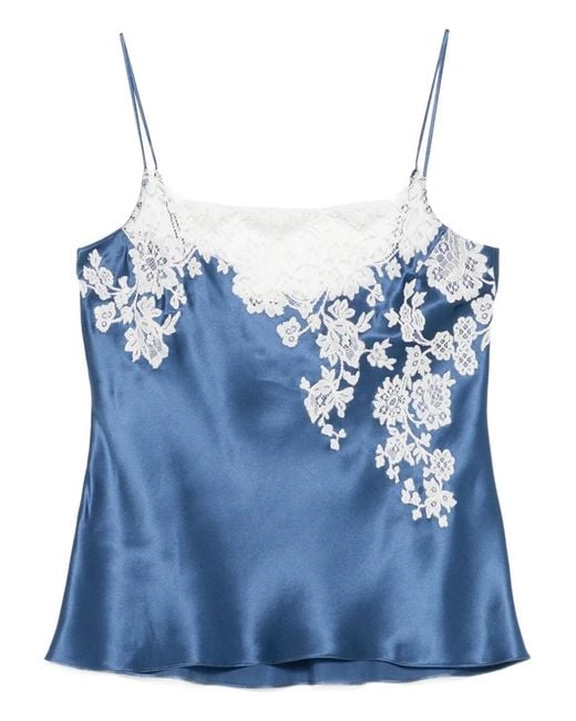 Carine Gilson Blue Lace-Details Slip