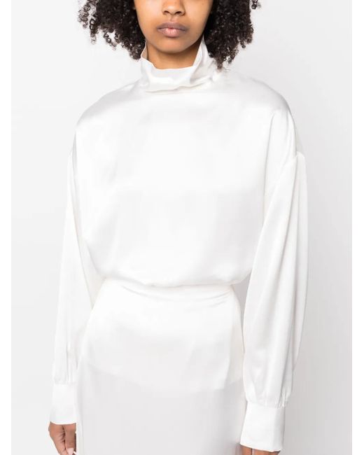 Fabiana Filippi ハイネック サテンブラウス White