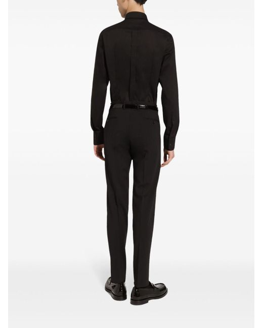 Chemise en coton mélangé à manches longues Dolce & Gabbana pour homme en coloris Black