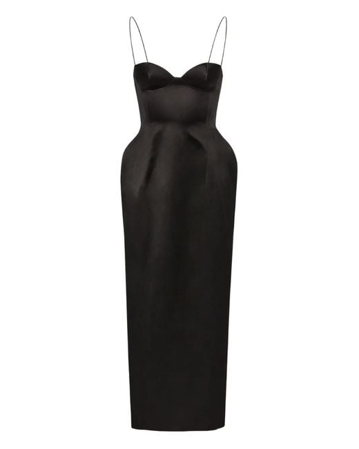 Magda Butrym Black Sweetheart-Neck Silk Hourglass Midi Dress