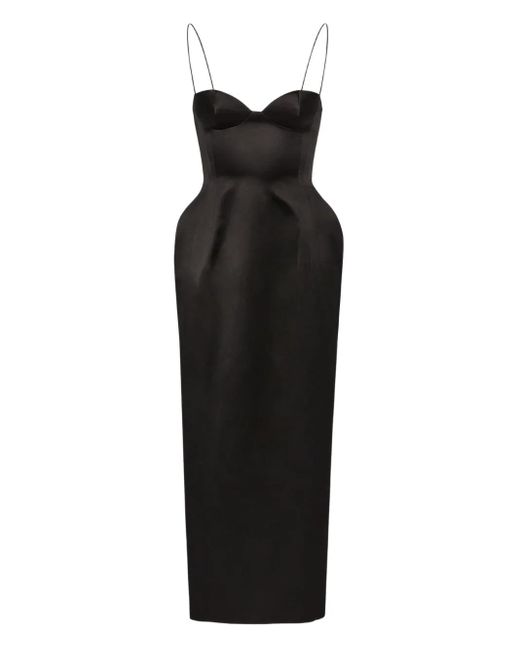 Magda Butrym スウィートハートネック シルクドレス Black