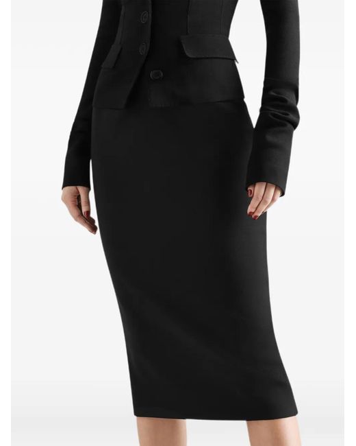 Dolce & Gabbana Black Stretch Wool Skirt