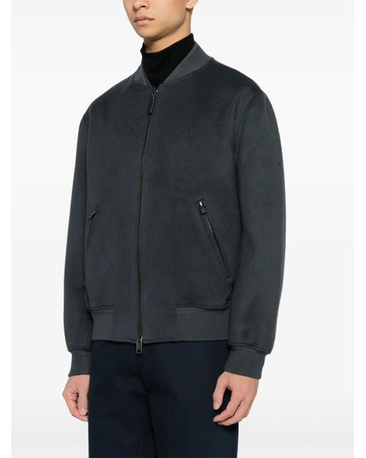 Brioni Gray Brushed-Effect Bomber Jacket for men