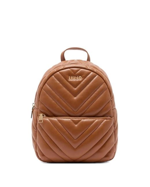 Liu Jo Brown Quilted Chevron Backpack