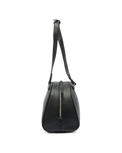 DIESEL Black 1Dr Dome Leather Boston Bag With Embossed Logo
