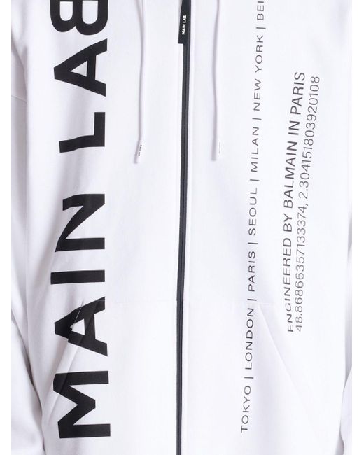 Balmain Kapuzenjacke mit Slogan-Print in White für Herren