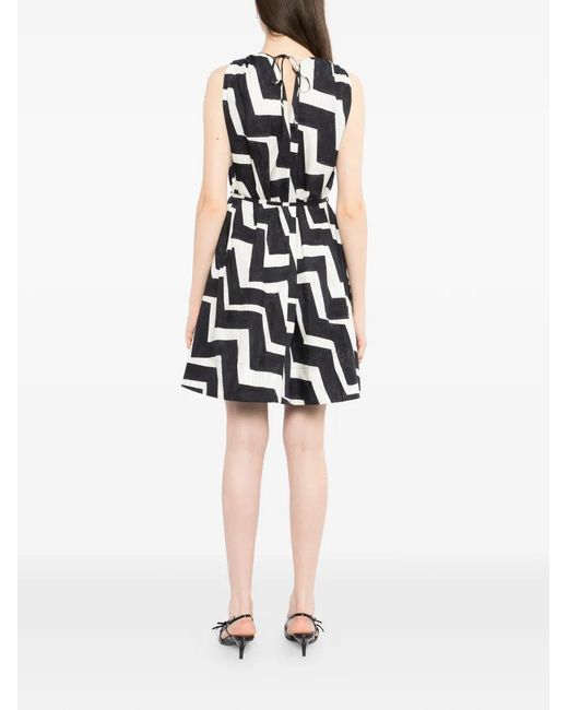 JNBY White Chevron-Print A-Line Dress