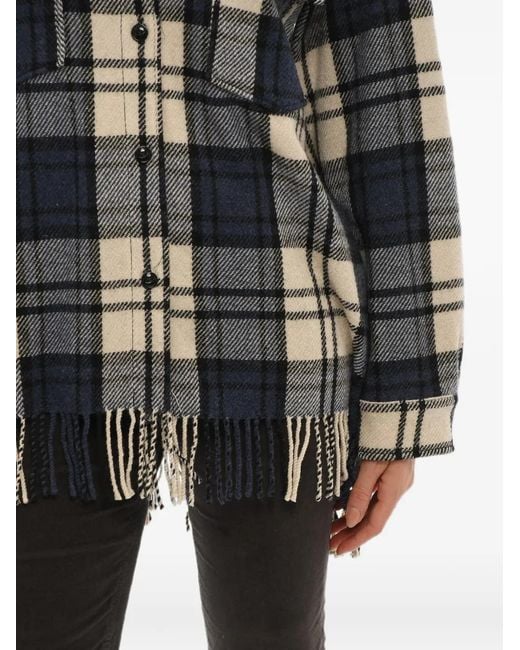 Woolrich Gray Fringed Checked Overshirt