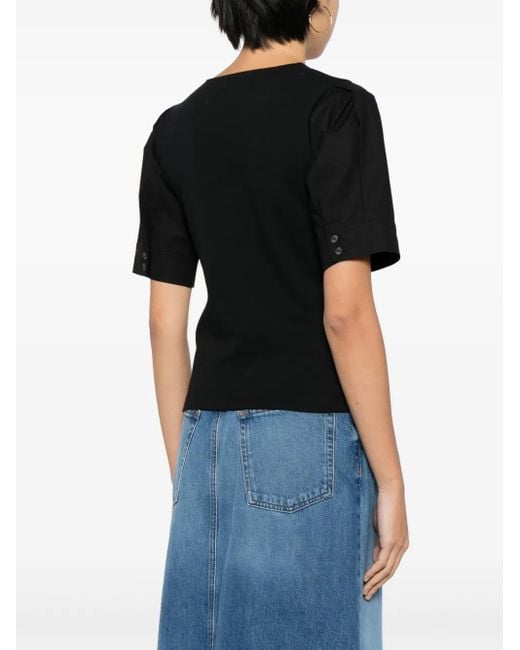 Tanya Taylor Black Ronelle Twist Cotton T-Shirt
