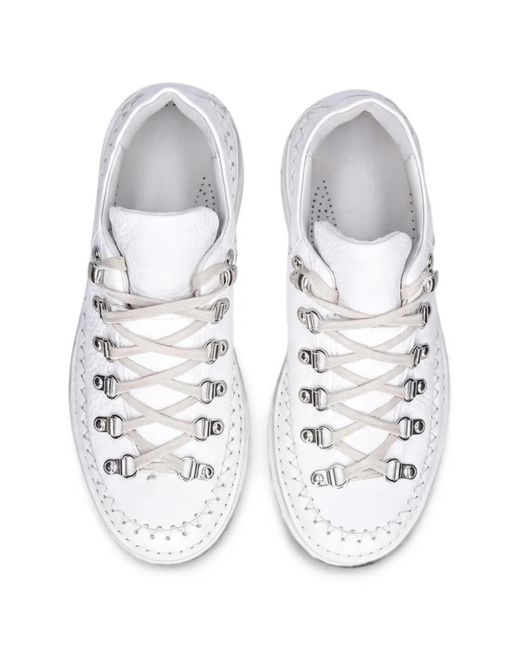 Fracap White Magnifico Lace-Up Leather Sneakers