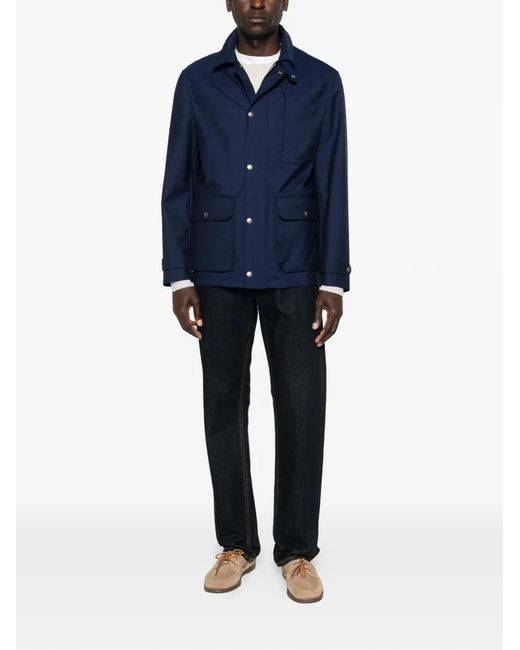 Brunello Cucinelli Blue Flap-Pockets Jacket for men