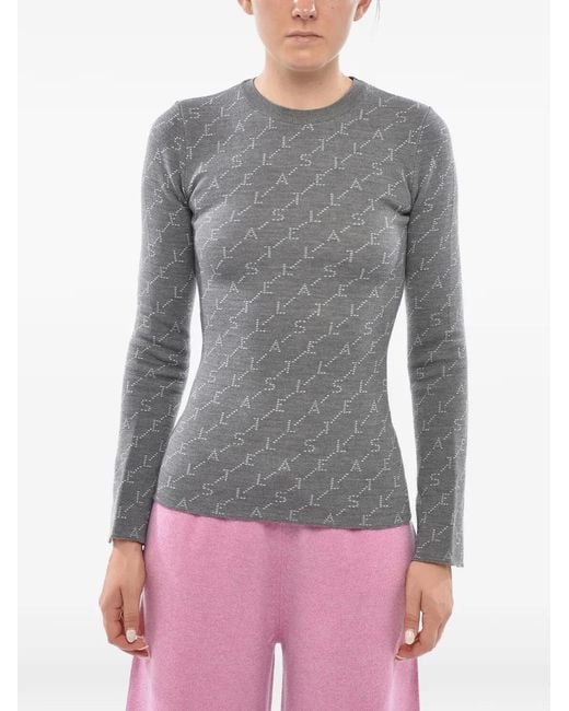 Stella McCartney Gray Logo-Intarsia Sweater