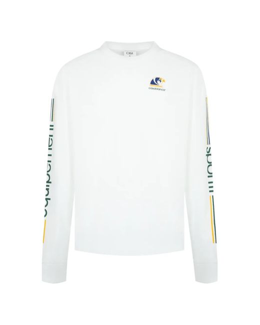 Casablanca White Graphic-Print Long-Sleeve T-Shirt for men