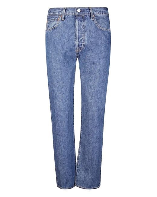 Levi's Blue 501 Buttoned Straight-Leg Jeans