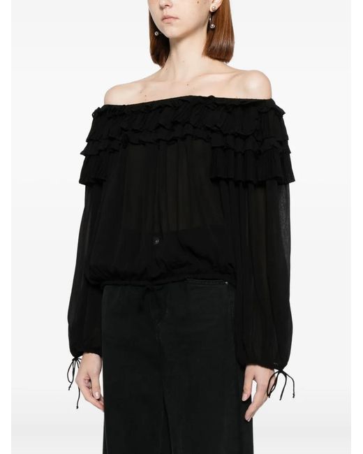 Cynthia Rowley Black Ruffled Blouse
