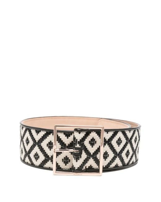 Max Mara White Raffia-Effect Fabric Belt